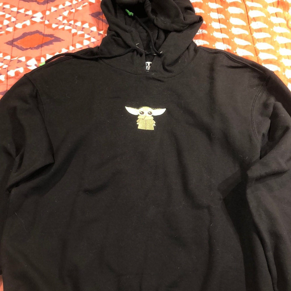 Long Sleeve Grogu Hoodie Embroidered New without tags